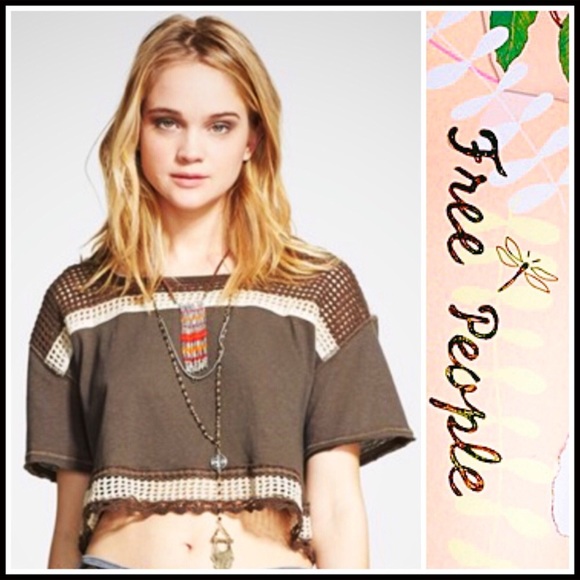 FREE PEOPLE KNIT CROP TOP ENVELOPE BACK TEE A2C - Picture 6 of 8